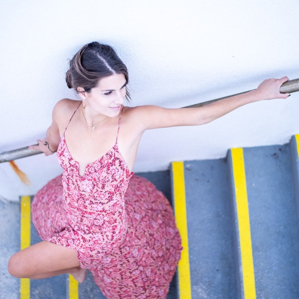 Free people pink patterned maxi dress !